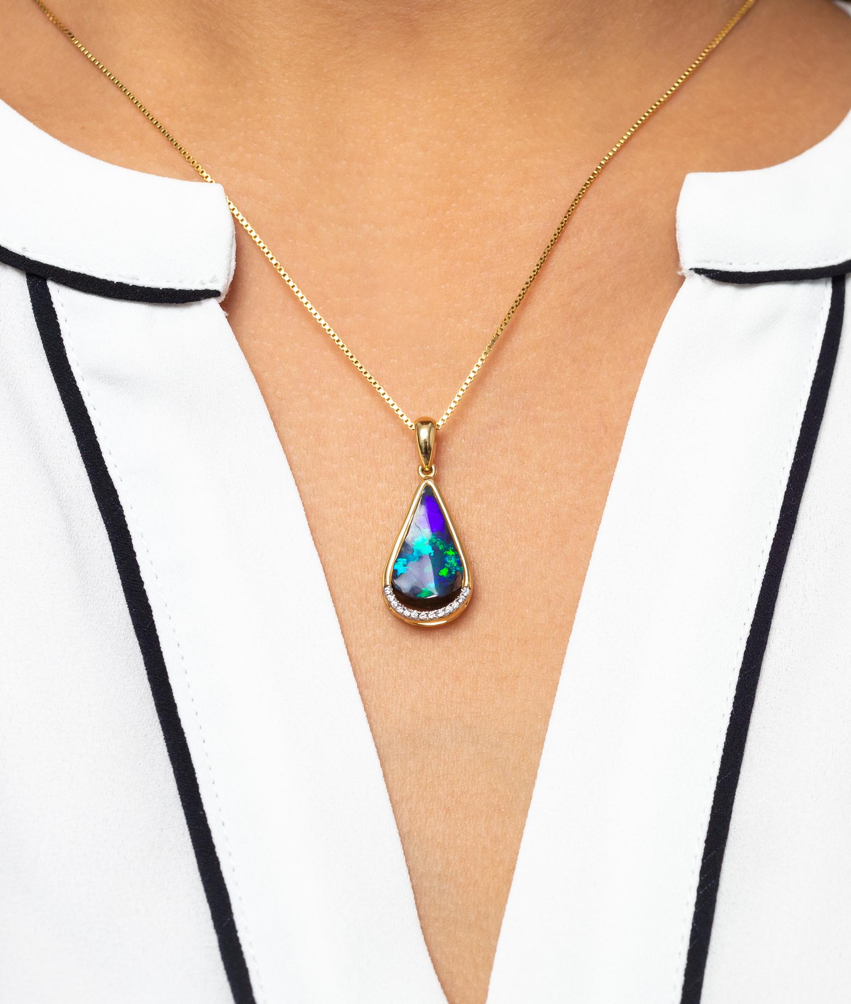 blue green opal necklace