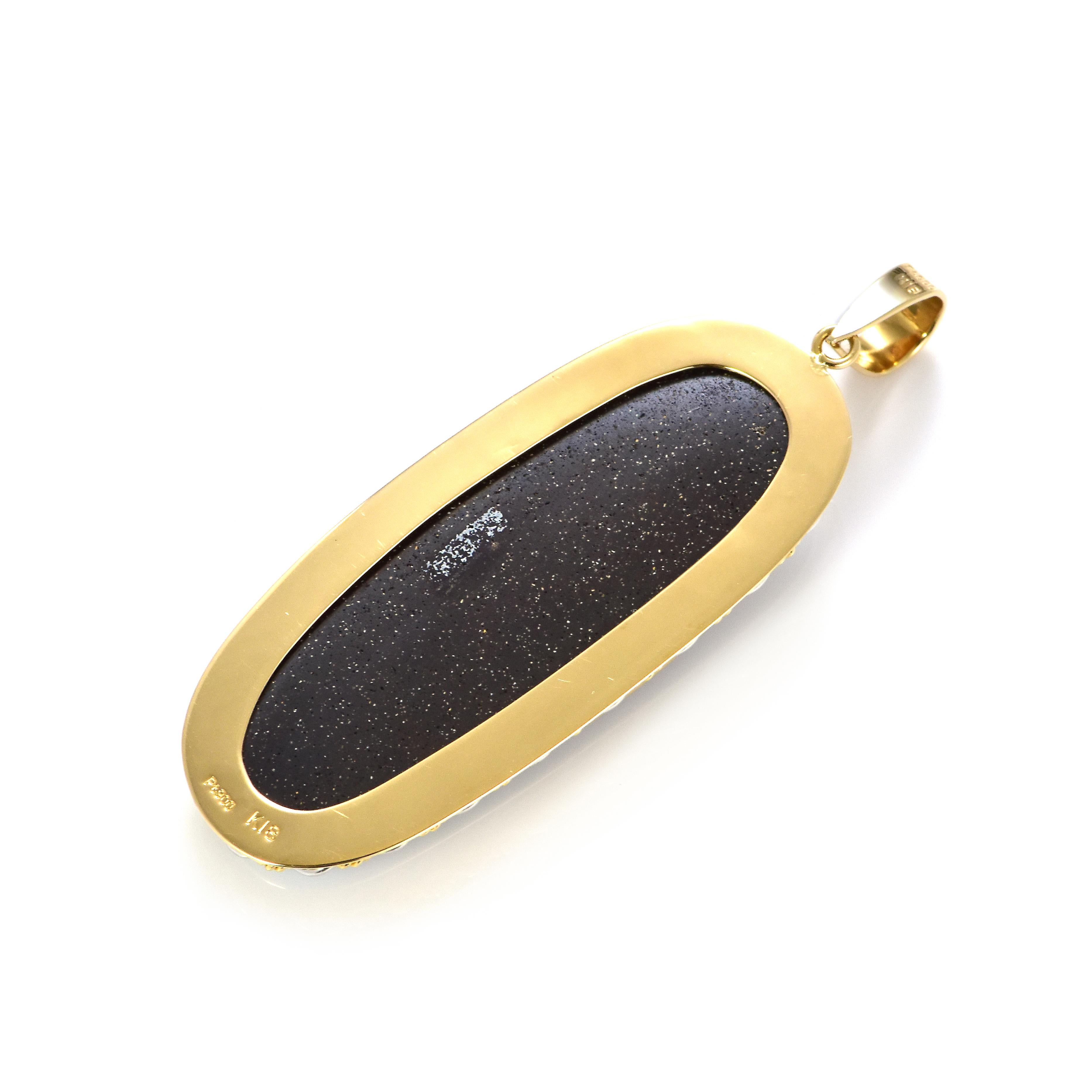 Opale Boulder australiano naturale e ciondolo con diamante, realizzato in oro 18 carati e platino. in vendita 2