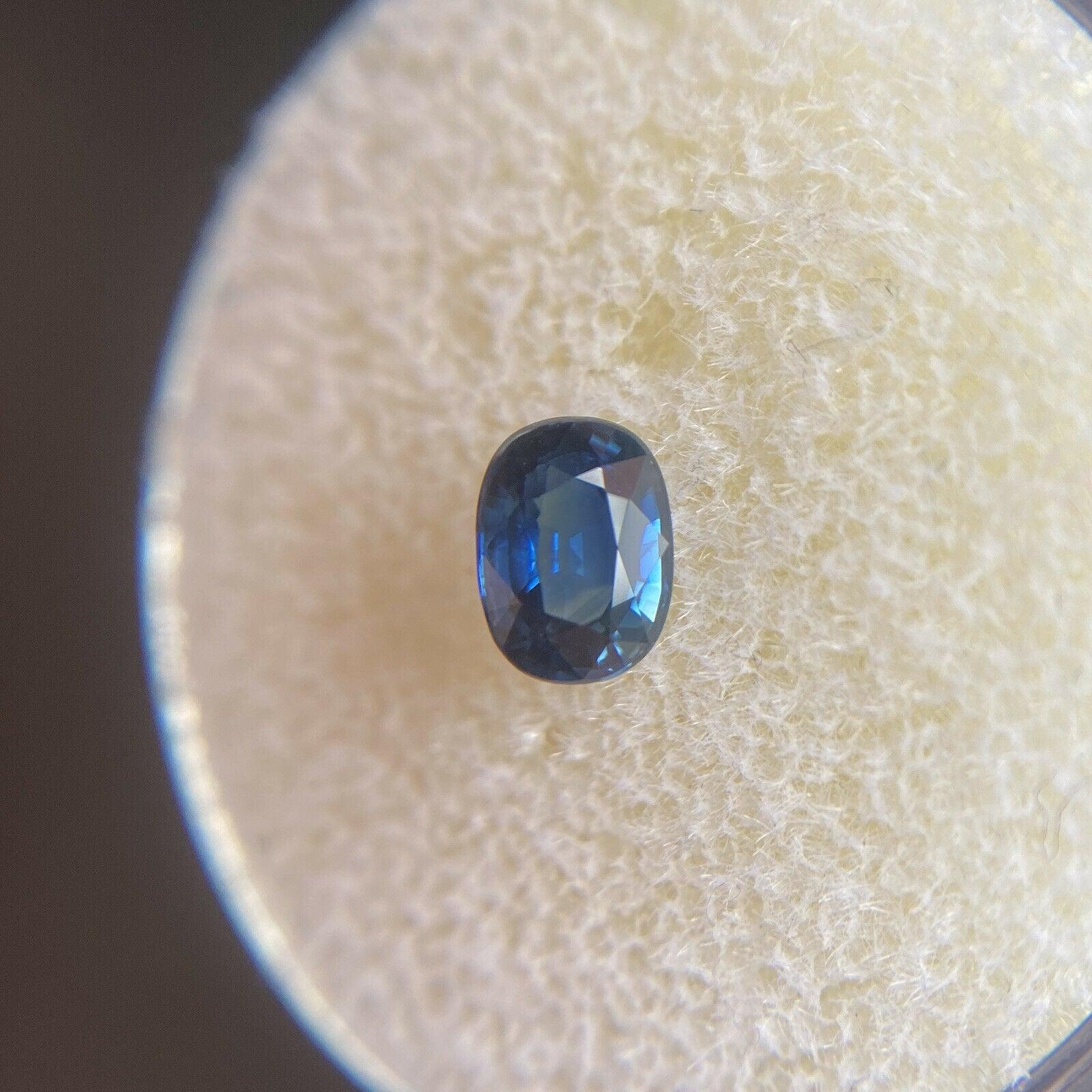 Natural Australian Deep Blue Sapphire 0.67ct Oval Cut Loose Gem 5.6 x 4.2mm

Natural Australian Blue Sapphire Gemstone. 
0.67 Carat with a deep blue colour and very good clarity. Only some small natural inclusions visible when looking closely. Also