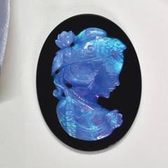 Natural Australian Opal Onyx Lady Cameo Hand Carved Loose Gemstone