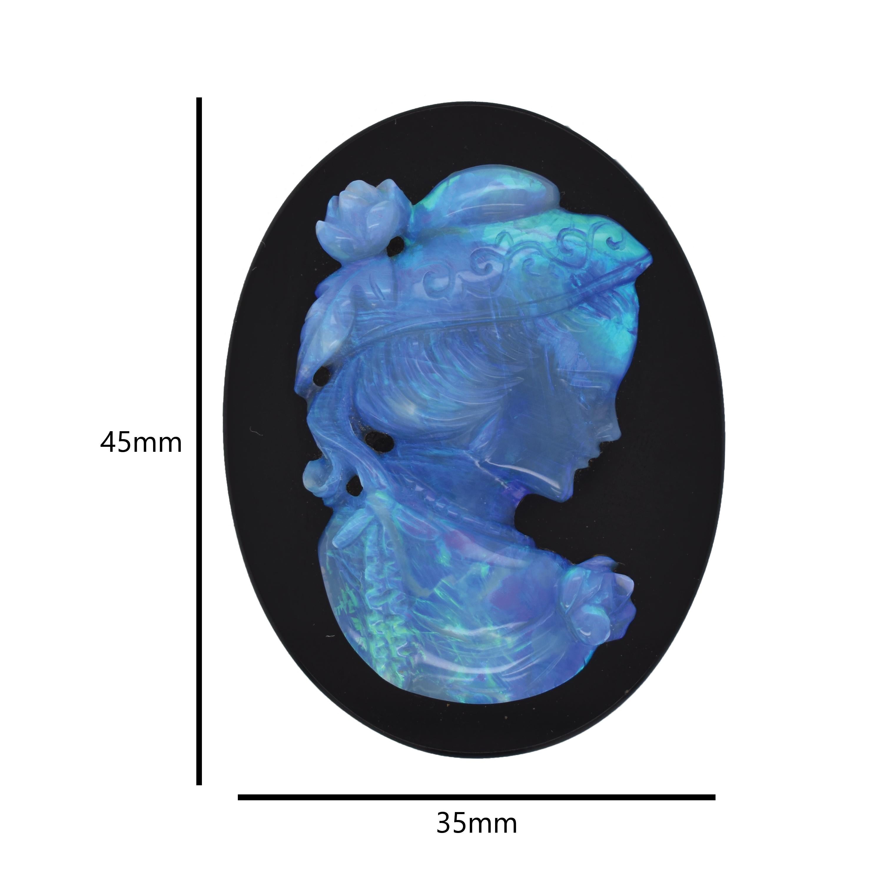 Mixed Cut Natural Australian Opal Onyx Lady Cameo Hand Carved Loose Gemstone For Sale