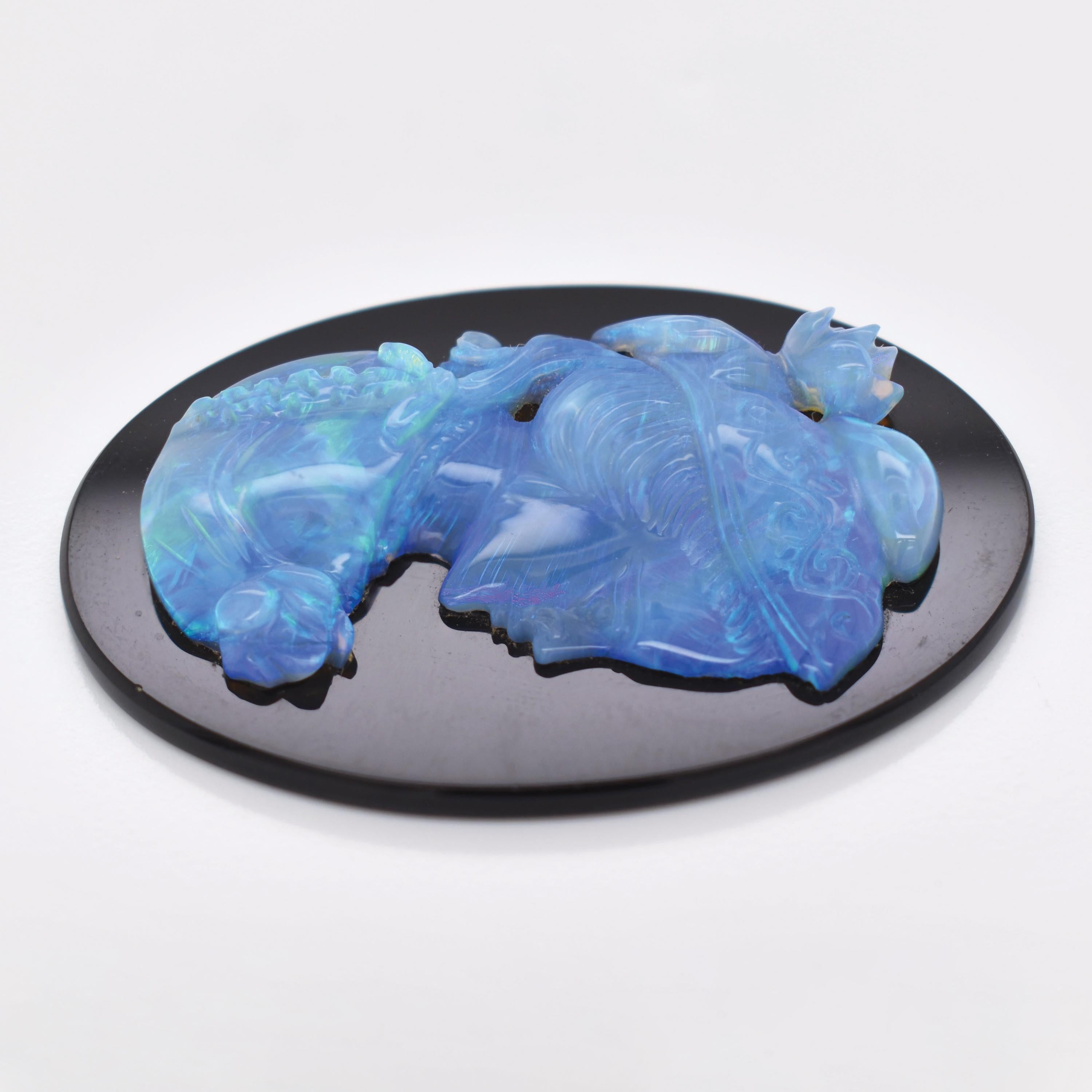 Natural Australian Opal Onyx Lady Cameo Hand Carved Loose Gemstone In New Condition For Sale In Jaipur, Rajasthan