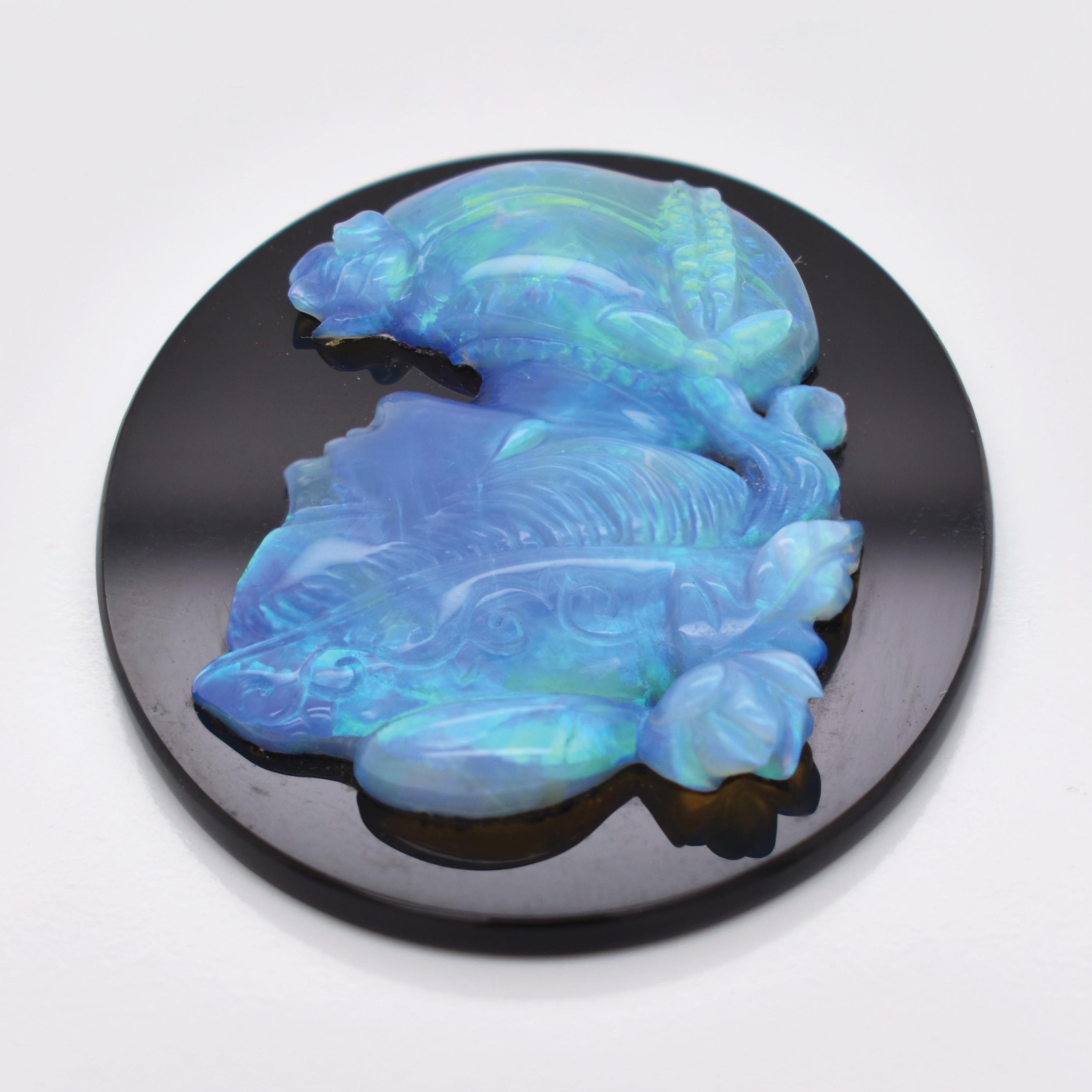 Women's or Men's Natural Australian Opal Onyx Lady Cameo Hand Carved Loose Gemstone For Sale