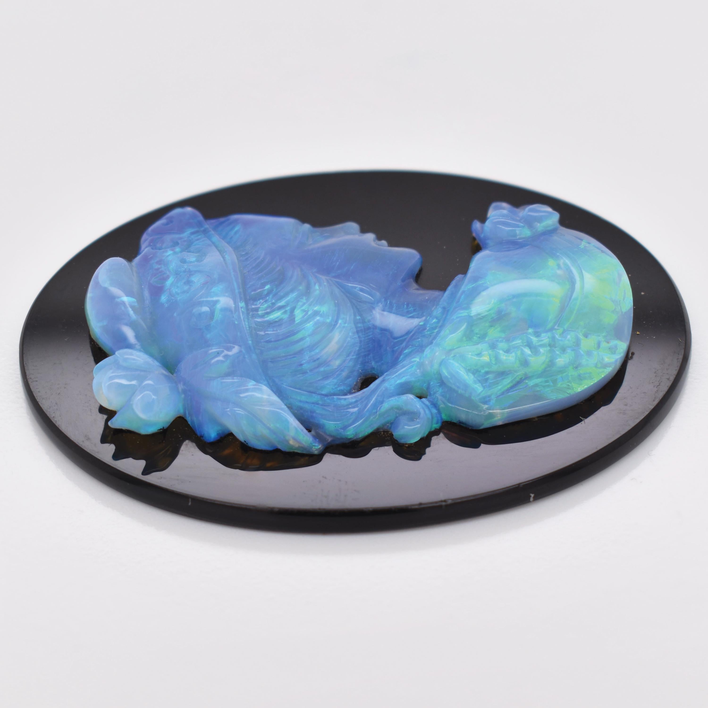 Natural Australian Opal Onyx Lady Cameo Hand Carved Loose Gemstone For Sale 1
