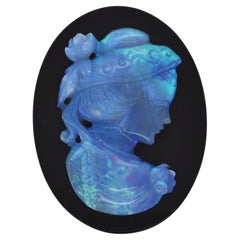 Natürlicher Australischer Opal Onyx Lady Cameo Hand geschnitzt Loser Edelstein
