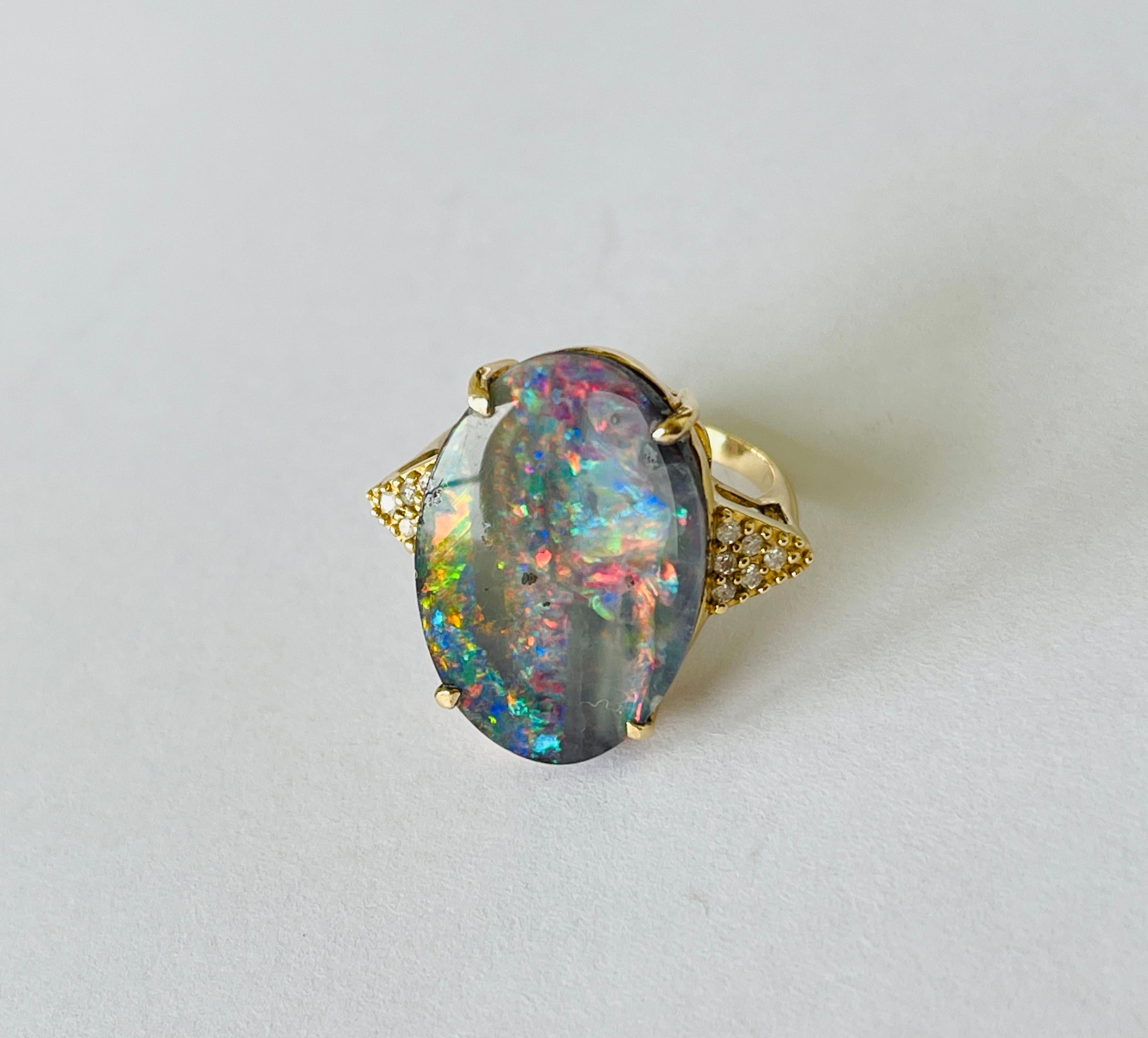 Natural Australian Solid Boulder Precious Opal Genuine Diamond Ring Valuation For Sale 5