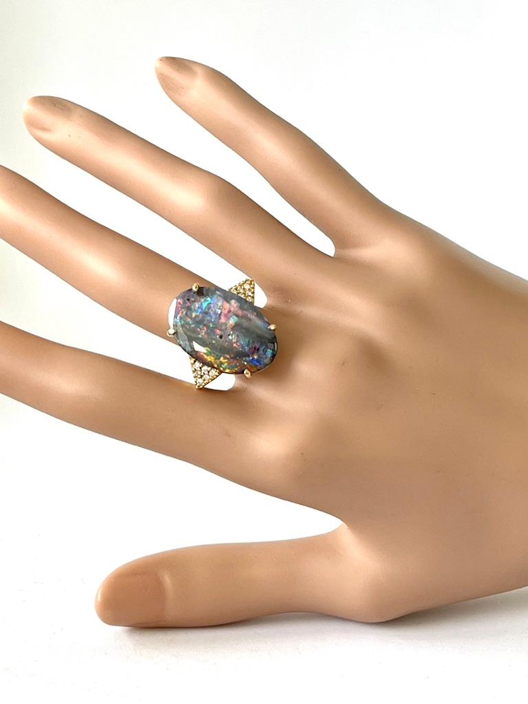Natural Australian Solid Boulder Precious Opal Genuine Diamond Ring Valuation For Sale 7