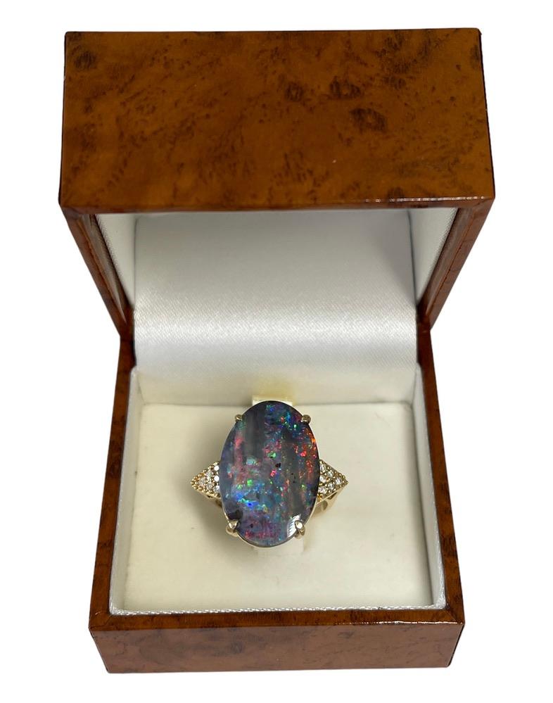 Natural Australian Solid Boulder Precious Opal Genuine Diamond Ring Valuation For Sale 8
