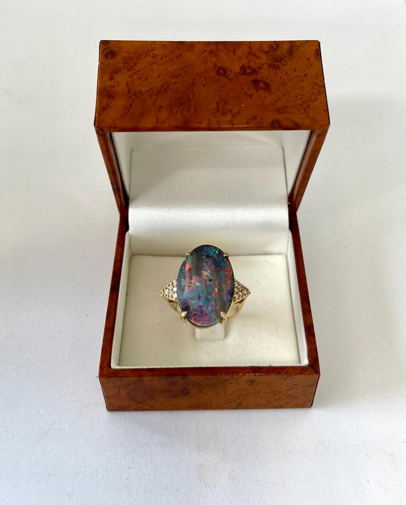 Natural Australian Solid Boulder Precious Opal Genuine Diamond Ring Valuation For Sale 2