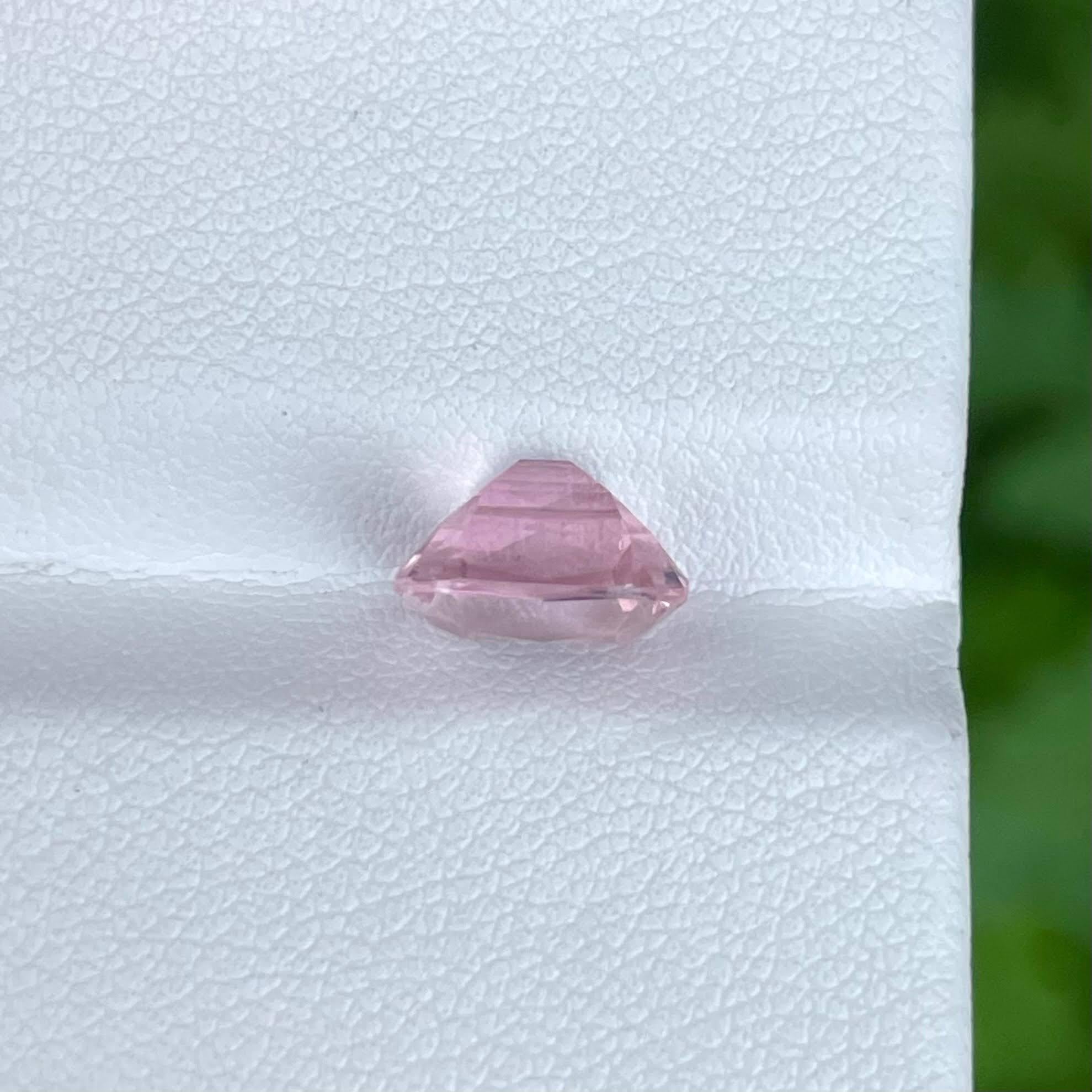 Women's or Men's Natural Baby Pink Tourmaline 3.25 Carats Step Cushion Cut Nigerian Gemstone For Sale