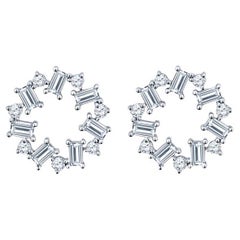 Clous d'oreilles circulaires avec diamants baguettes et ronds naturels