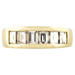 Natural Baguette Cut Diamond Channel Set 18 Karat Ring In Stock