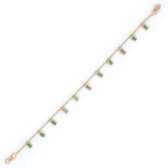 Pulsera colgante de esmeralda natural talla baguette en oro amarillo macizo de 18 quilates