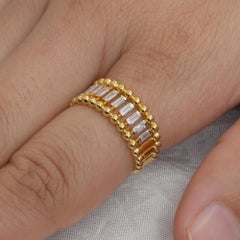 Natural Baguette Diamond 14k Yellow Gold Full Eternity Band Ring Fine Jewelry