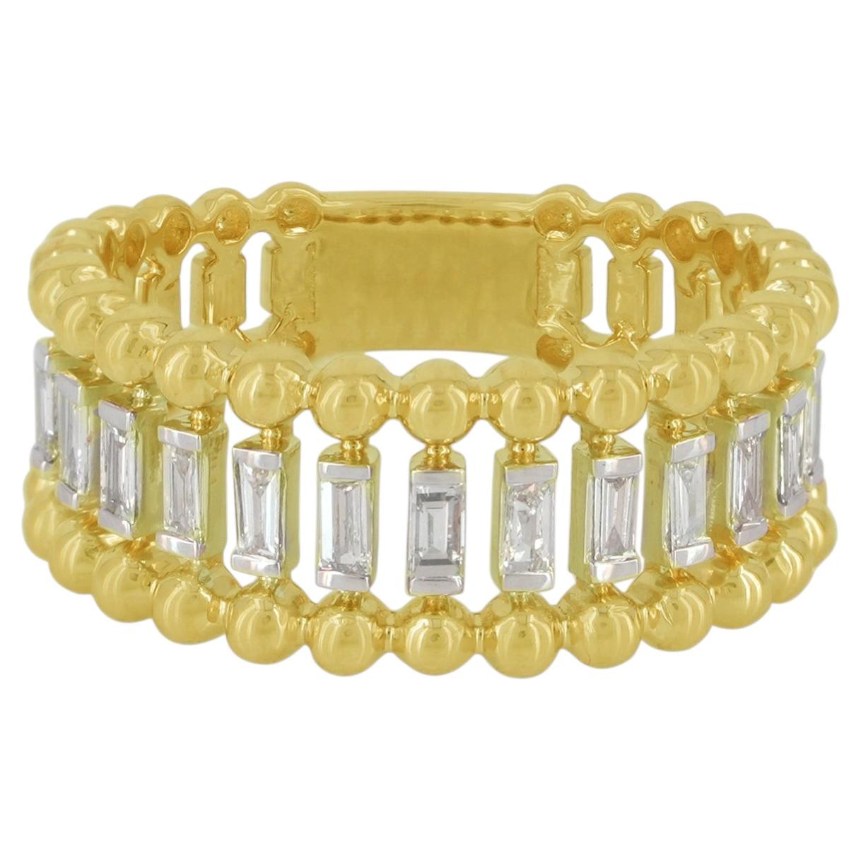 Natural Baguette Diamond 14k Yellow Gold Full Eternity Band Ring Fine Jewelry