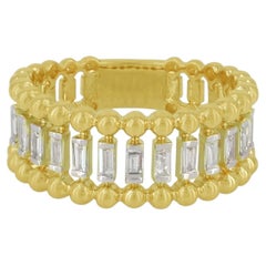 Natural Baguette Diamond 14k Yellow Gold Full Eternity Band Ring Fine Jewelry