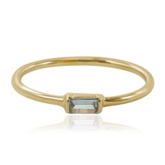 Natural Baguette Diamond Jewelry Solid 14k Yellow Gold Stackable Dainty Ring