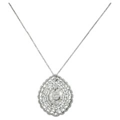 Colgante de diamante baguette natural en forma de pera de oro blanco de 14 quilates Joyería hecha a mano