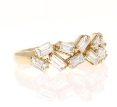 Natural Baguette Diamond Yellow Gold Stackable Band Ring