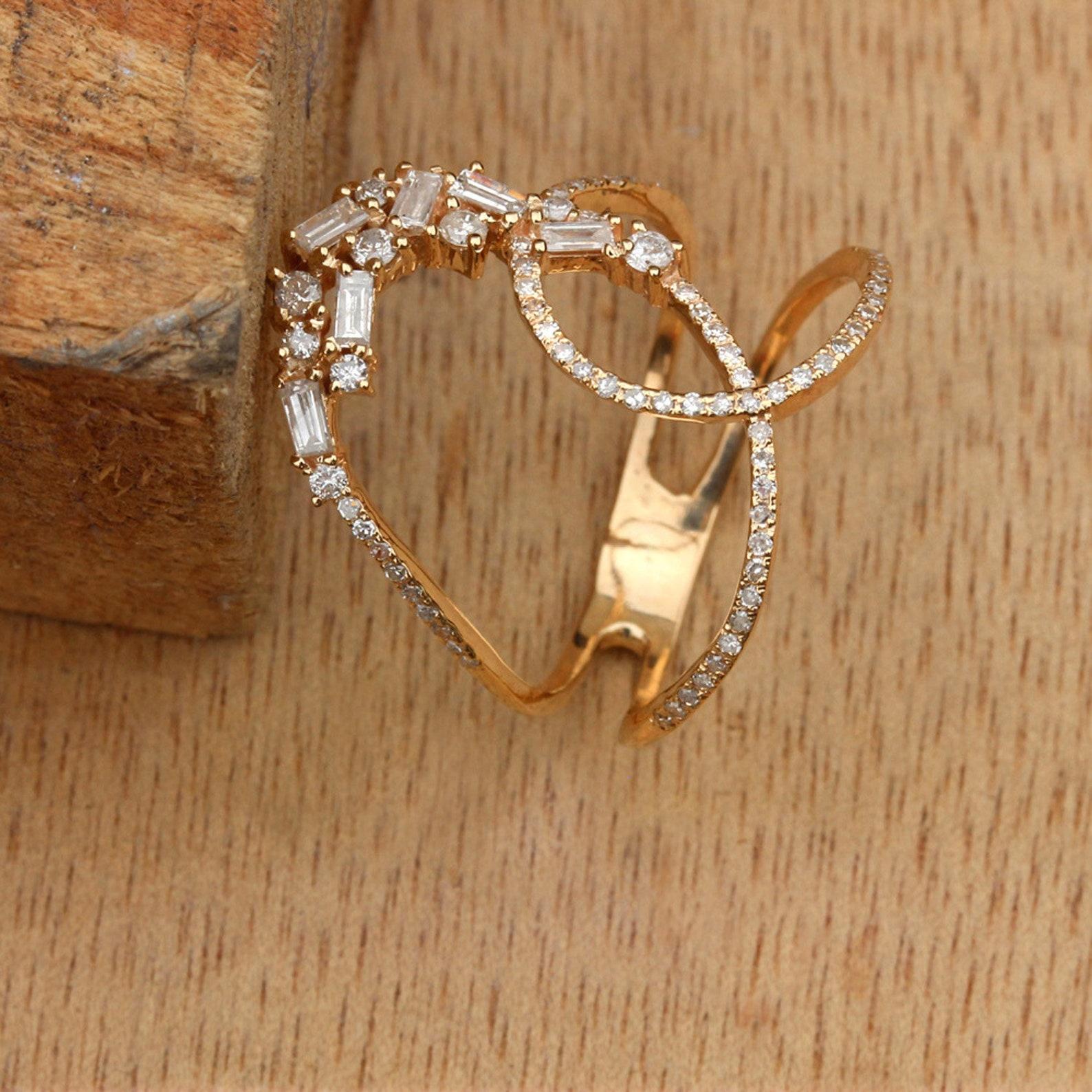 Schöner natürlicher Baguette Pave Diamantring 14k Gold Schöner Jahrestag-Ring für sie. im Angebot 5