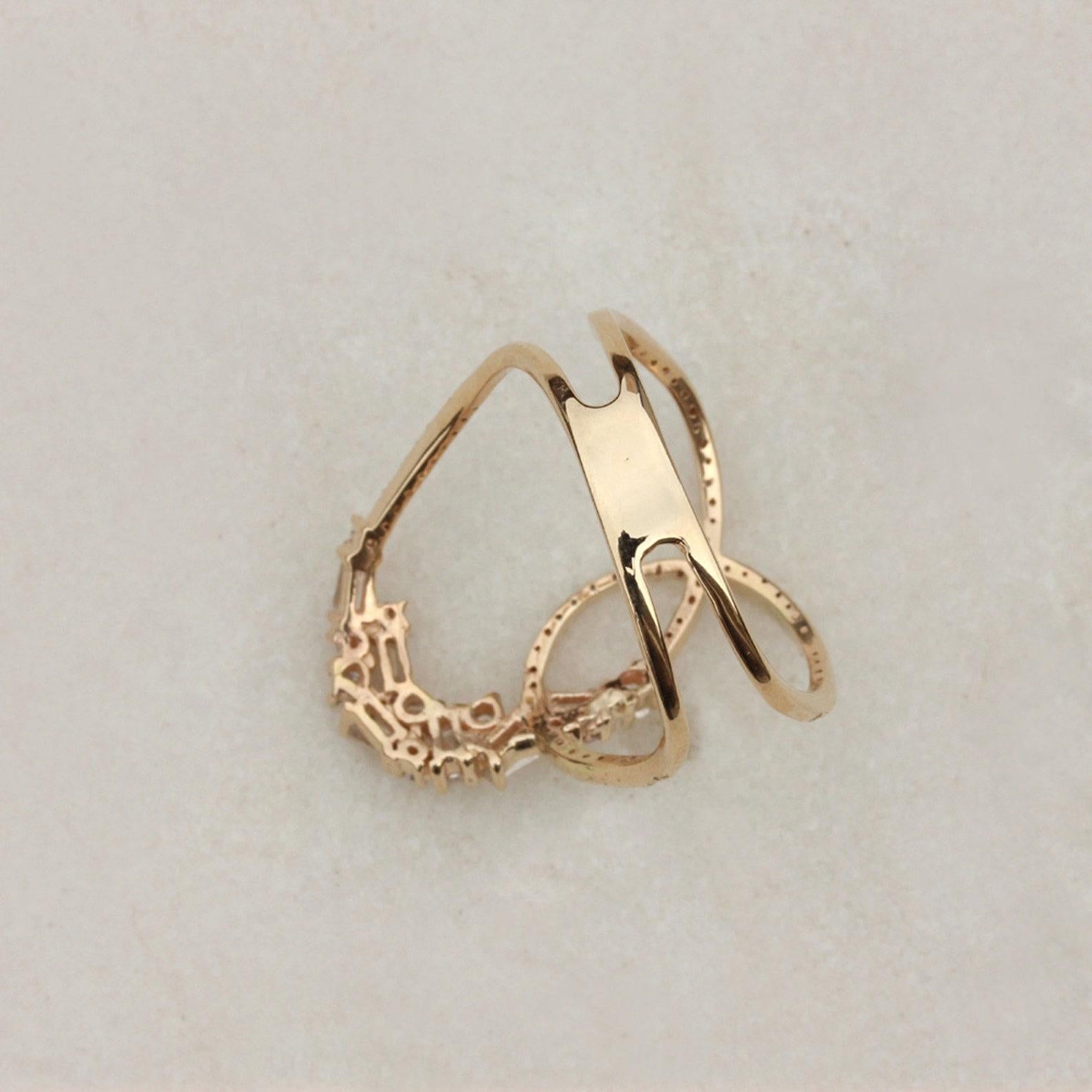 Schöner natürlicher Baguette Pave Diamantring 14k Gold Schöner Jahrestag-Ring für sie. für Damen oder Herren im Angebot