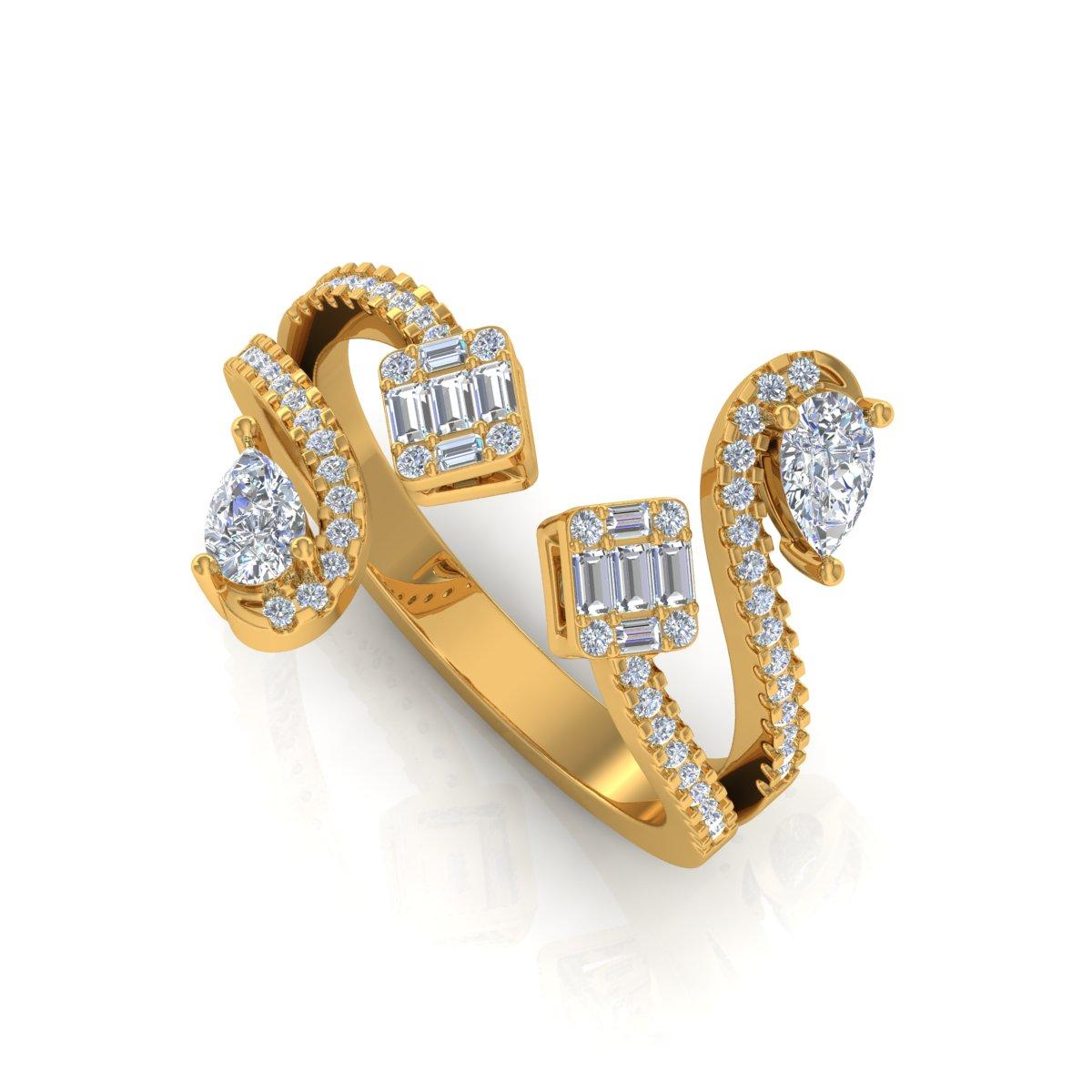 Item Code :- CN-40256
Gross Wt. :- 3.90 gm
18k Yellow Gold Wt. :- 3.71 gm
Natural Diamond Wt. :- 0.95 Ct. ( AVERAGE DIAMOND CLARITY SI1-SI2 & COLOR H-I )
Ring Size :- 7 US & All size available

✦ Sizing
.....................
We can adjust most items
