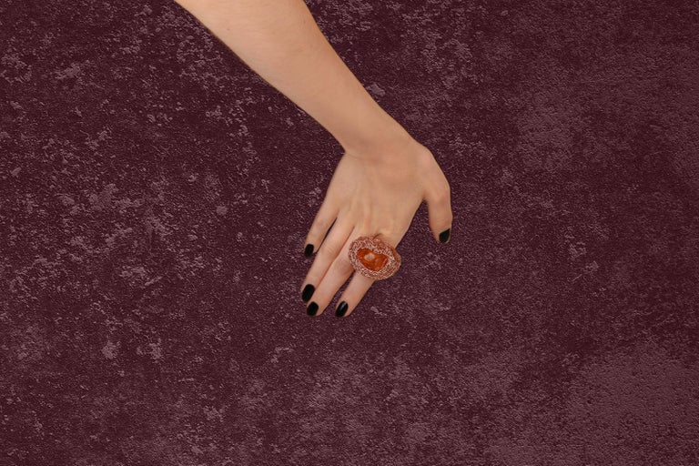 Raw Honey Baltic Amber & 14K Gold Filled Beaded Stretch Ring
