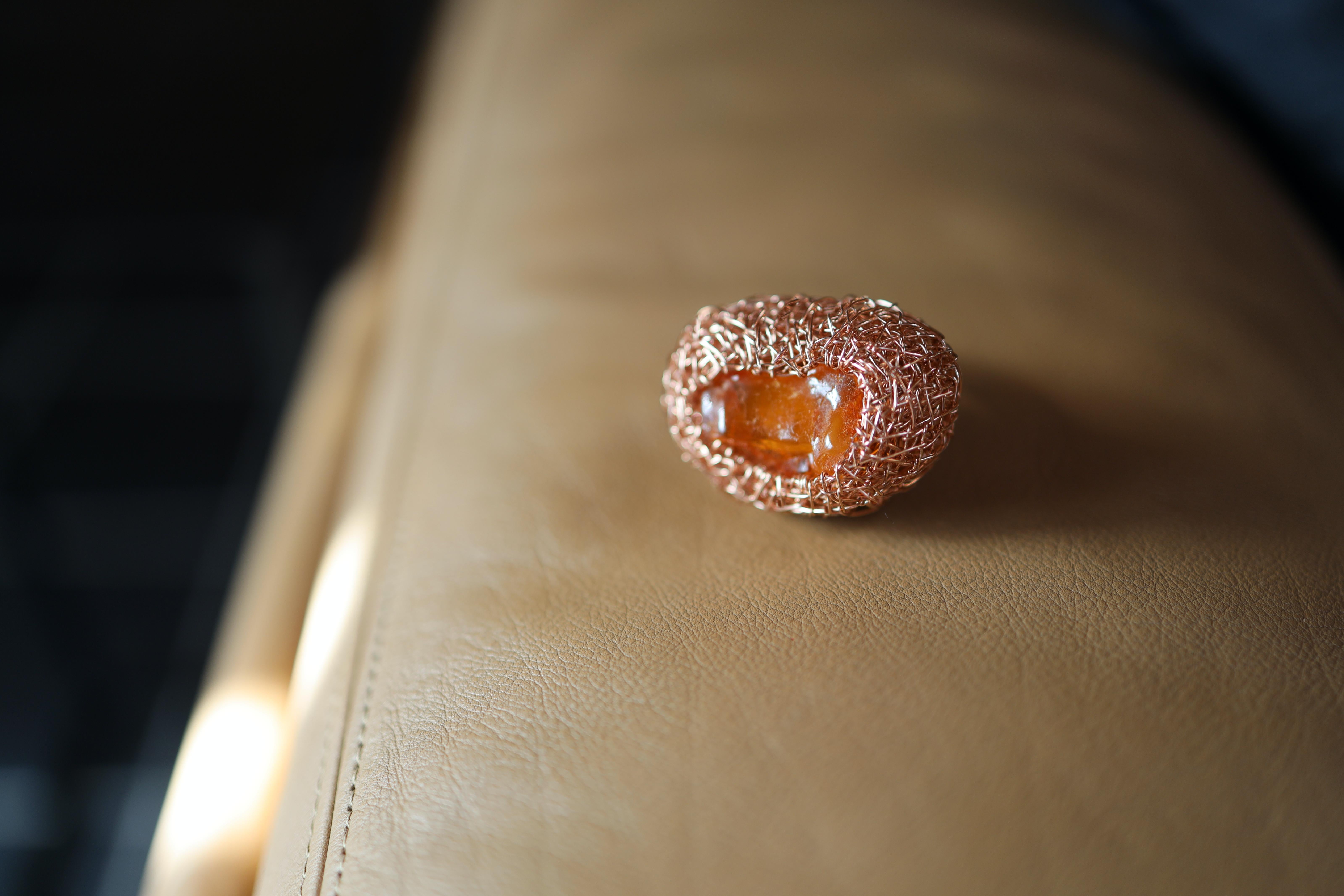 Natural Baltic Amber in a Unique Cocktail Ring created by the Artist For Sale 4