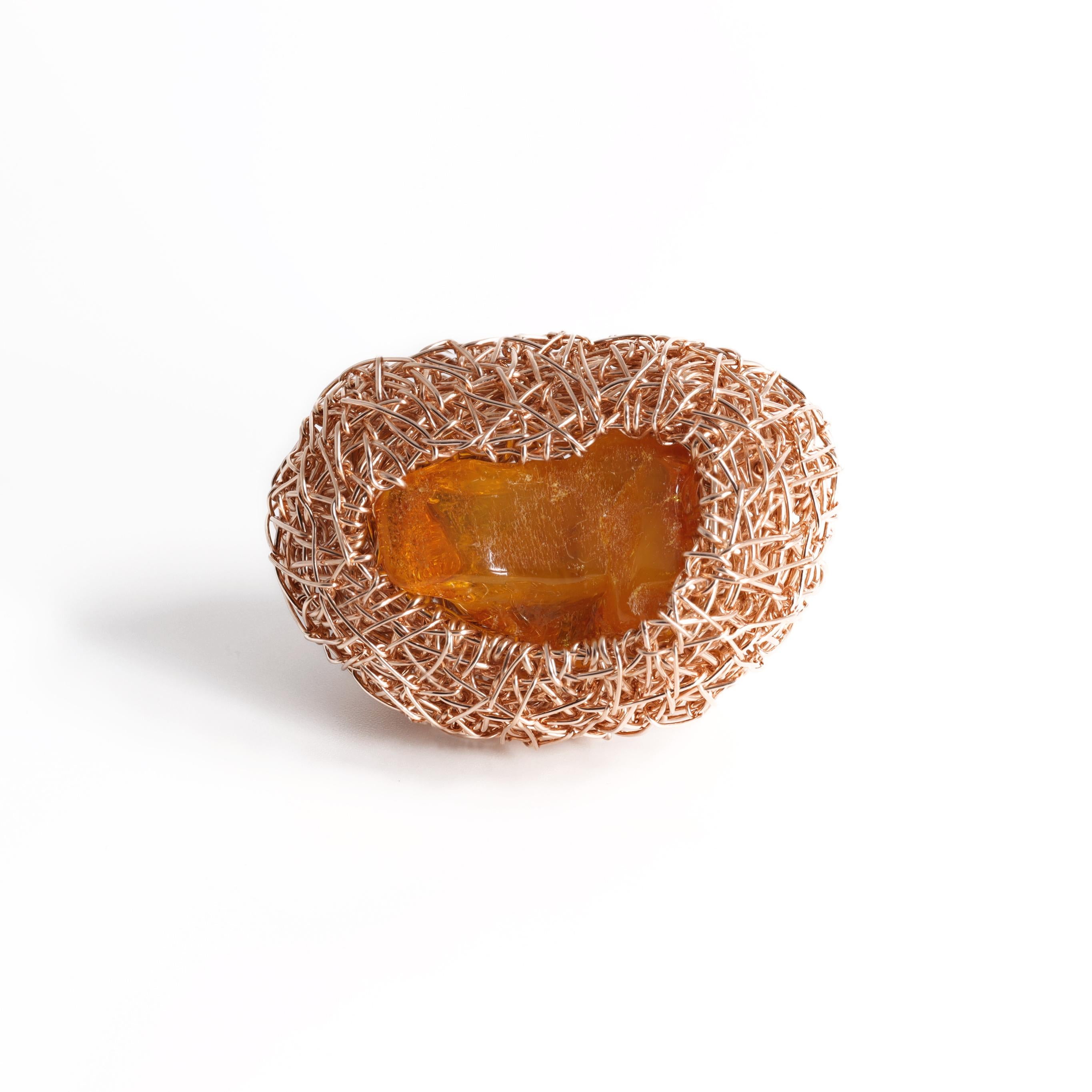 Natural Baltic Amber in a Unique Cocktail Ring created by the Artist For Sale 7