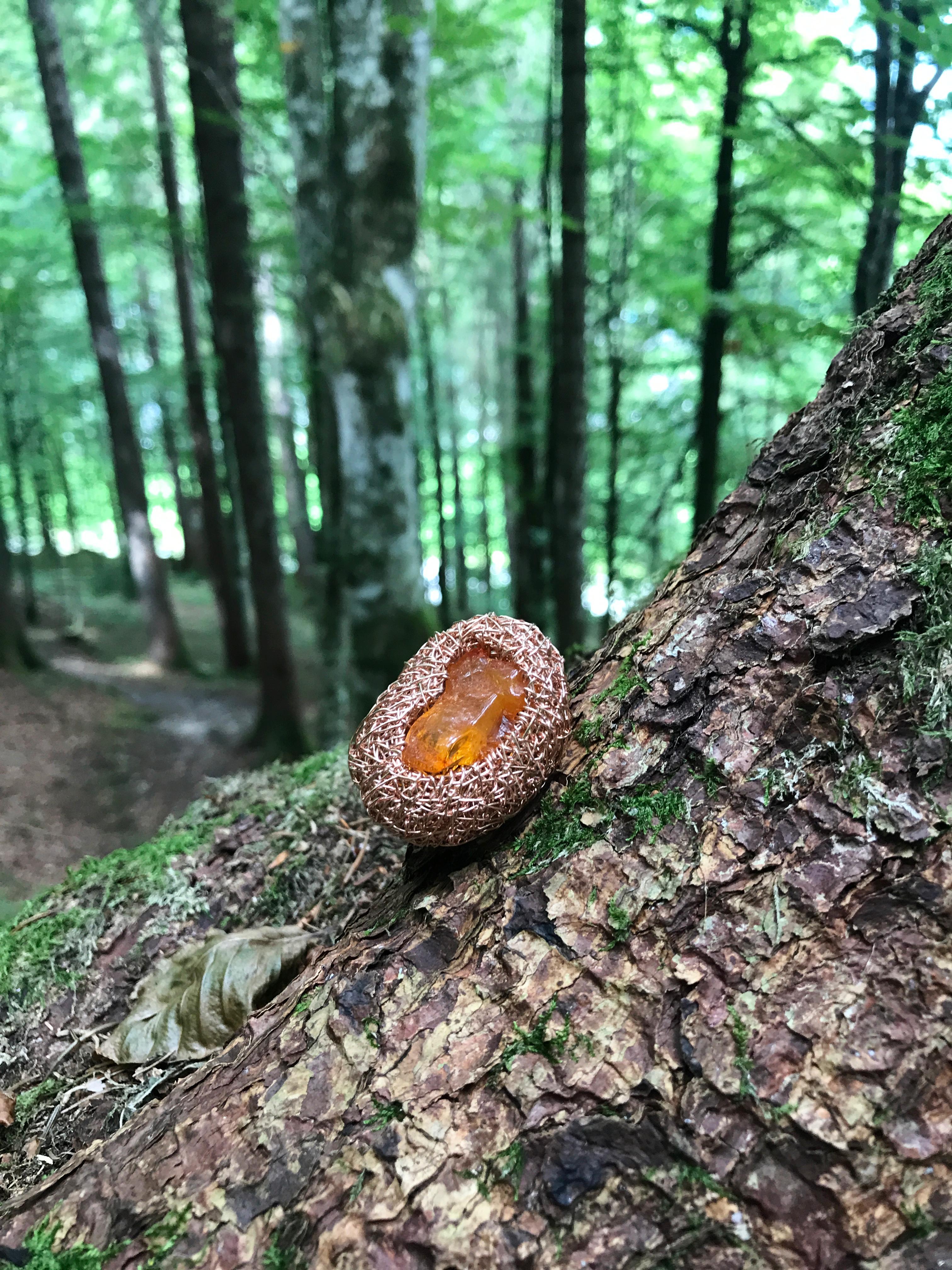 Women's or Men's Natural Baltic Amber in a Unique Cocktail Ring created by the Artist For Sale