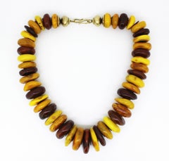 Natural Baltic Amber Necklace in the Form of Tablets