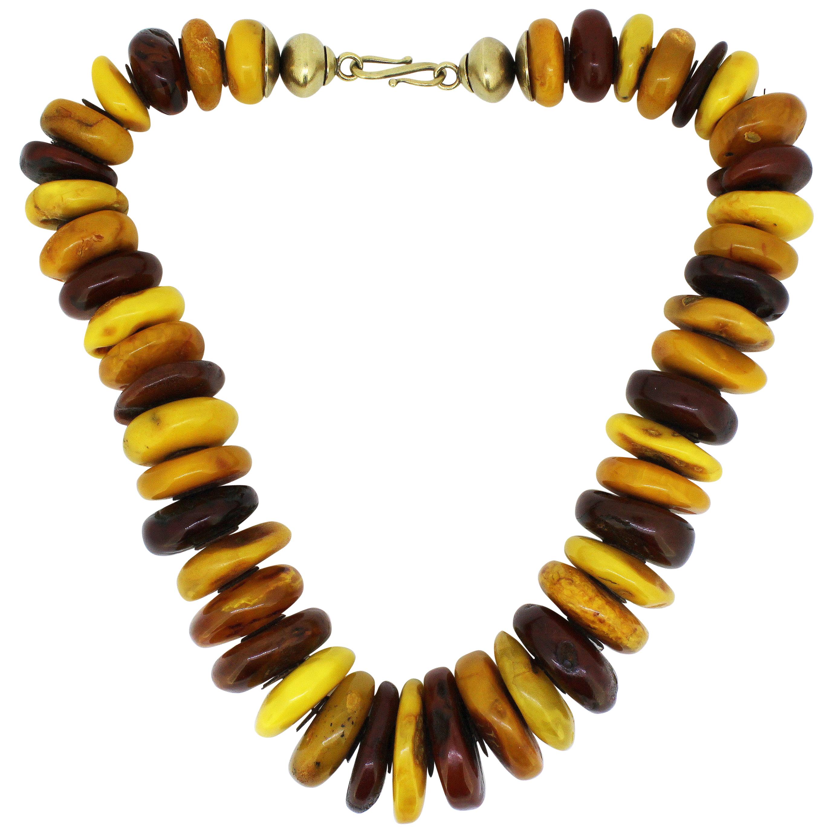 Natural Baltic Amber Necklace in the Form of Tablets