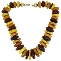 Natural Baltic Amber Necklace in the Form of Tablets
