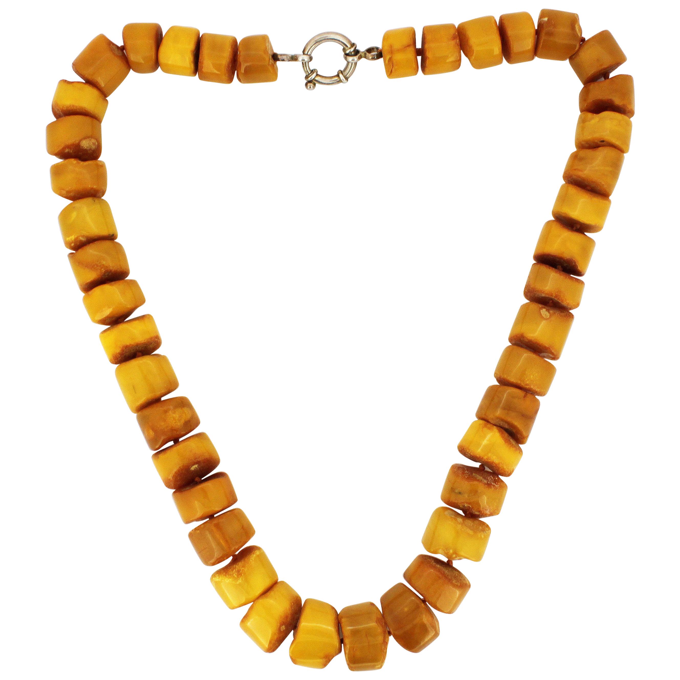 Natural Baltic Amber Necklace in the Form of Tablets