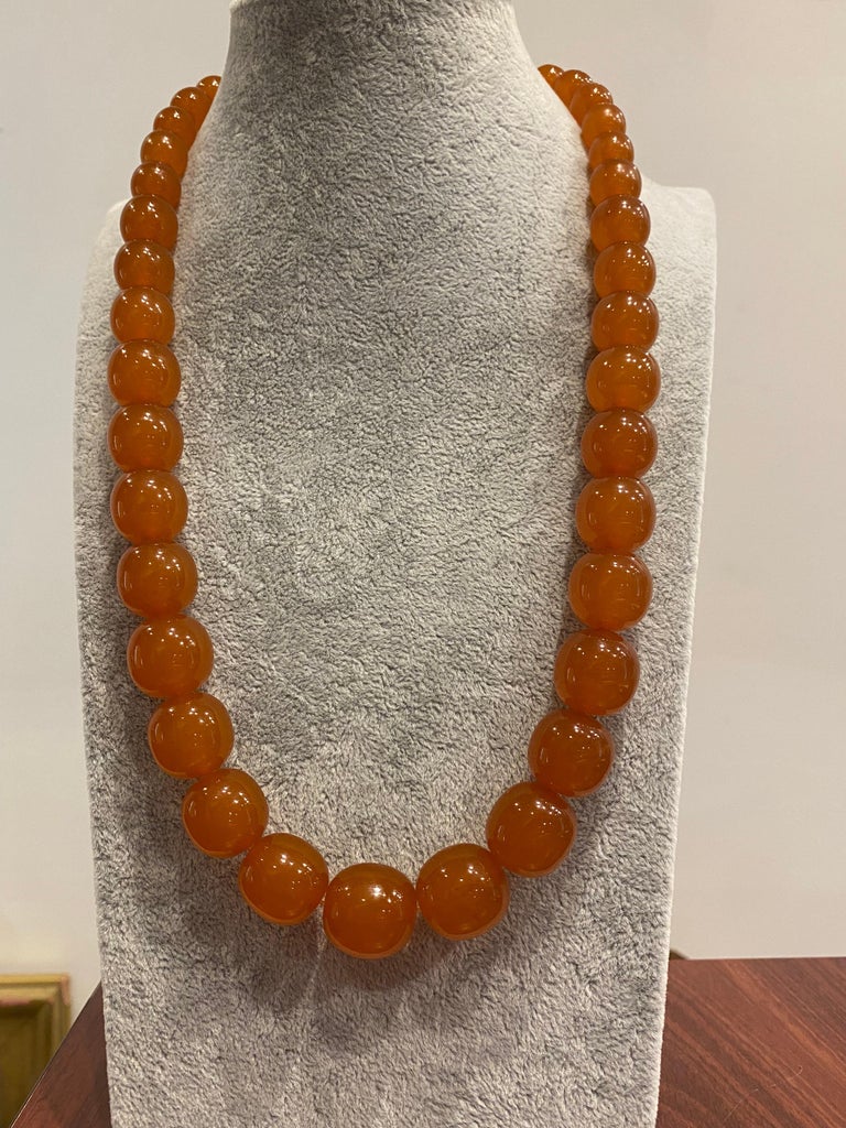 Collier Vintage Long En Vraies Perles D'ambre Baltique - Longueur 20 Pouces (50cm) - Occasion Très Bon état