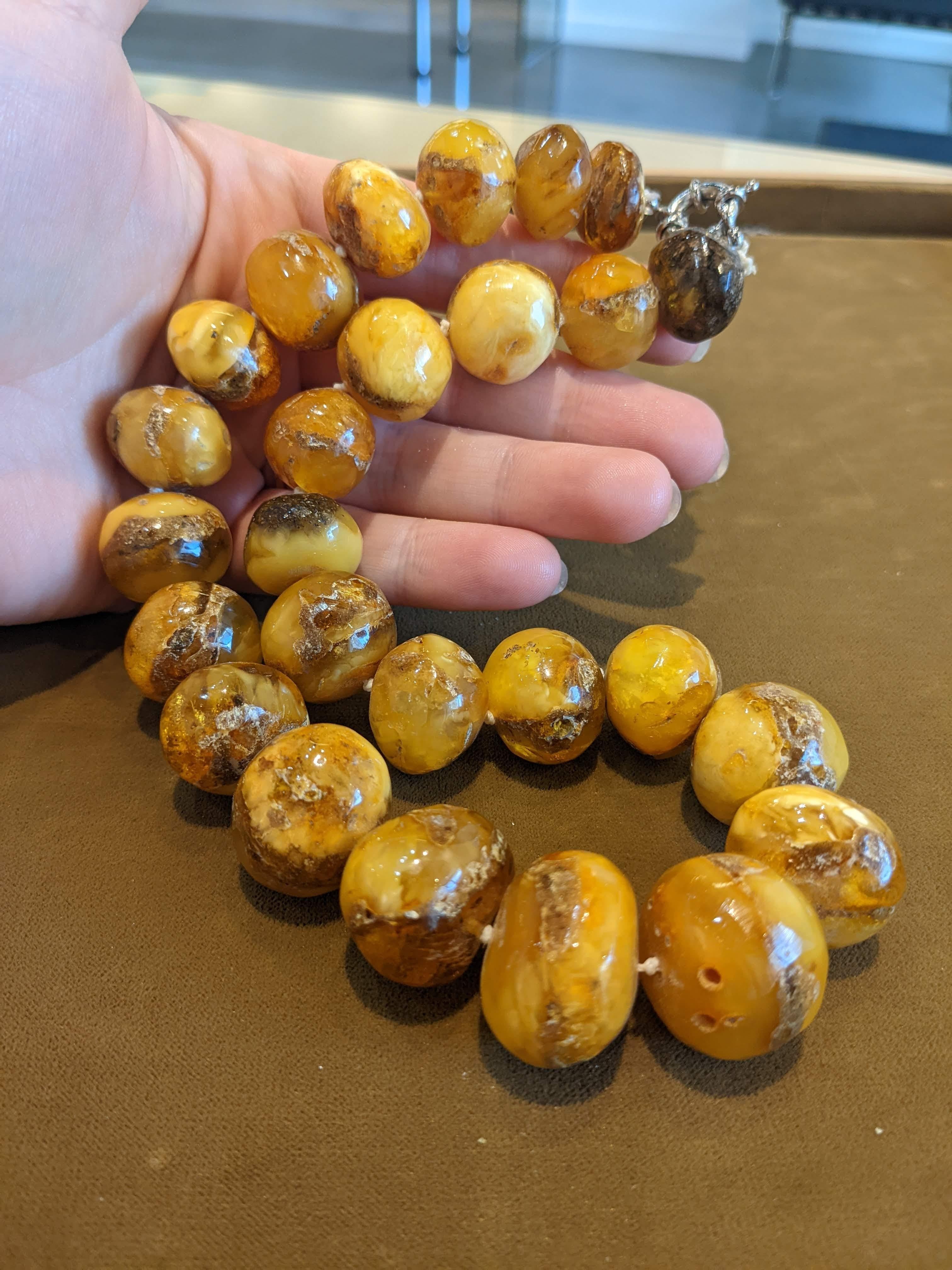 Women's or Men's Natural Baltic Amber Rough Cut Beaded Necklace