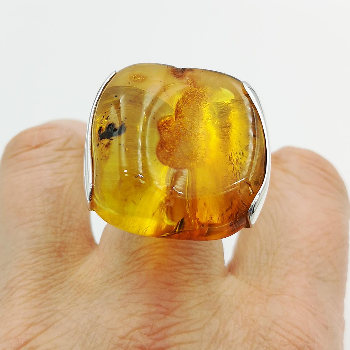 Natural Baltic Amber Silver Ring Artist Hand Made Design Rings For Sale 3