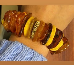 Natural Baltic Amber Vintage Bracelet. 55mm Inner Diameter. Flexible.