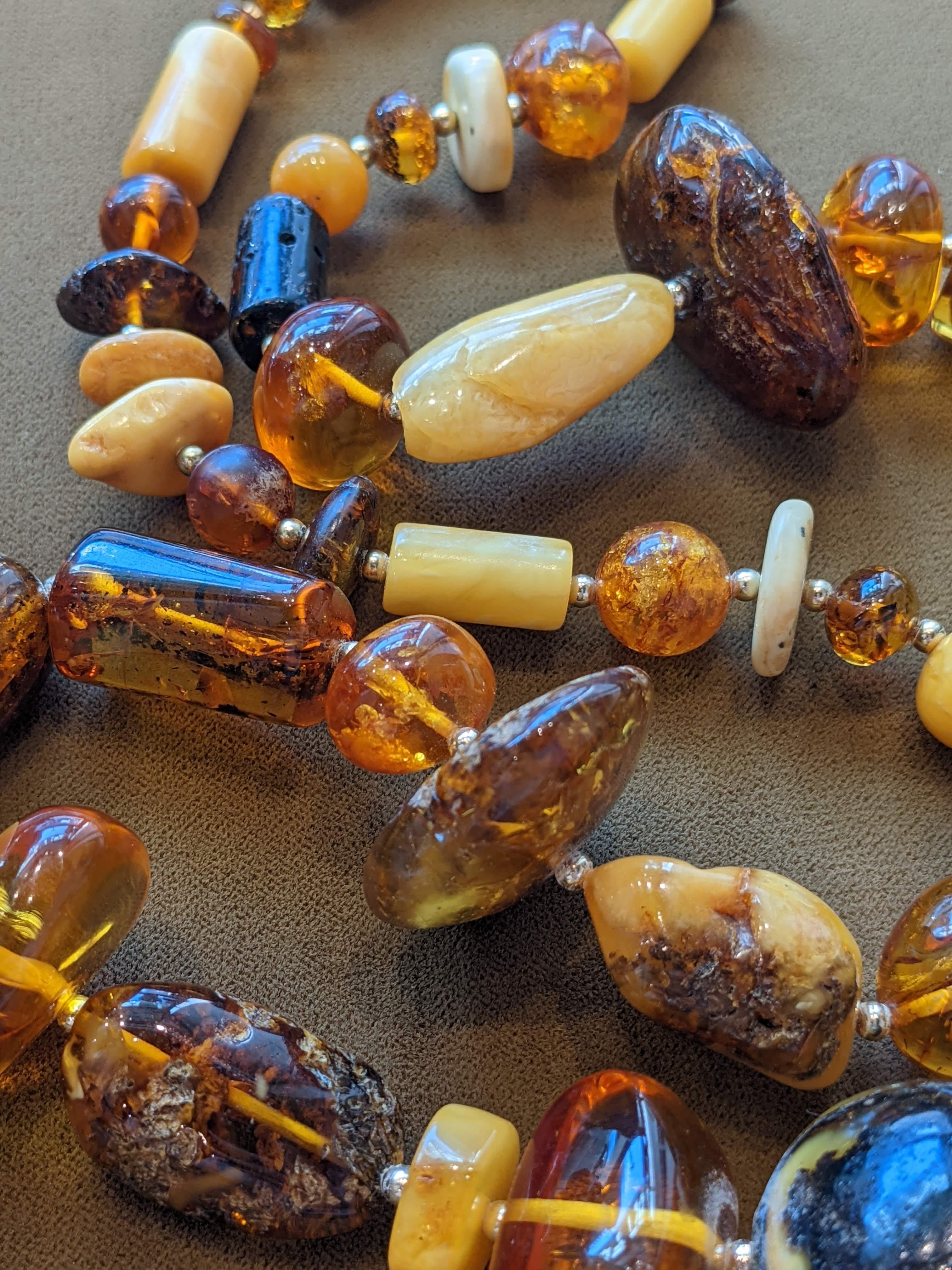 Artisan Natural Baltic Assorted Amber Bead Necklace