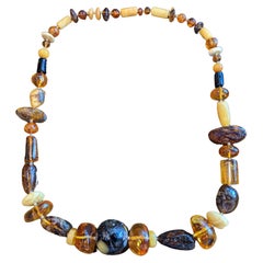 Vintage Natural Baltic Assorted Amber Bead Necklace