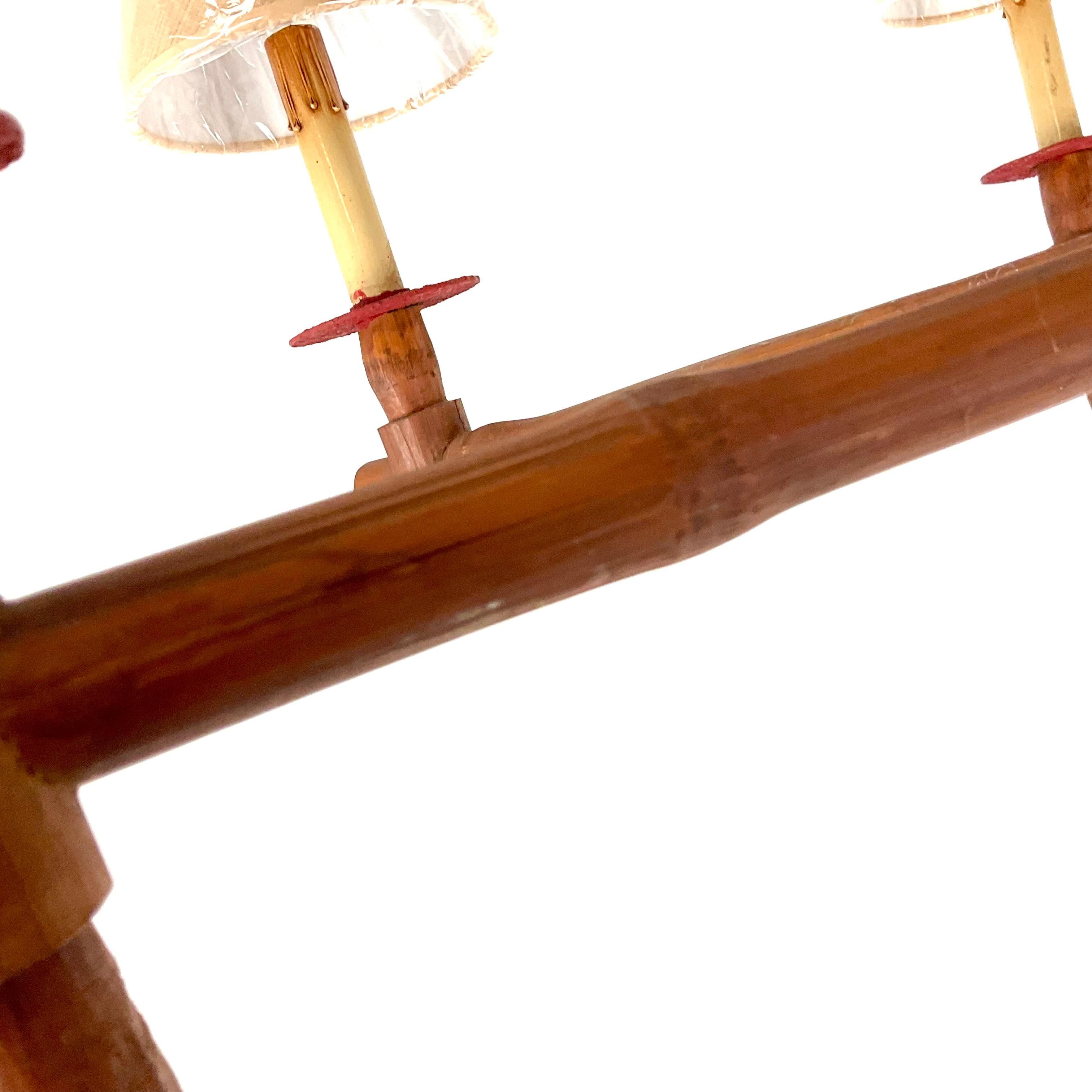 Lampadario in metallo e bambù naturale di Currey and Company in vendita 8