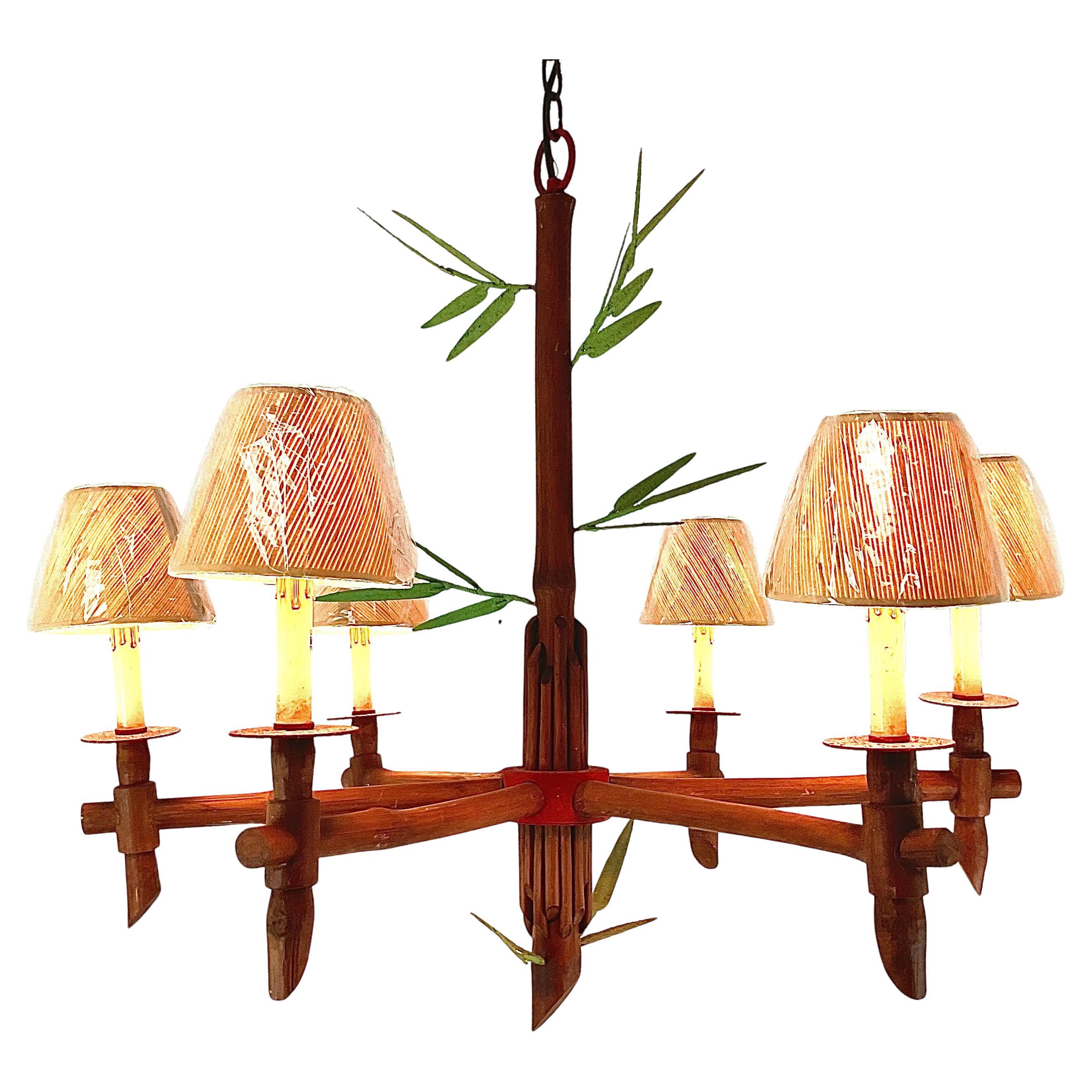 Lampadario in metallo e bambù naturale di Currey and Company