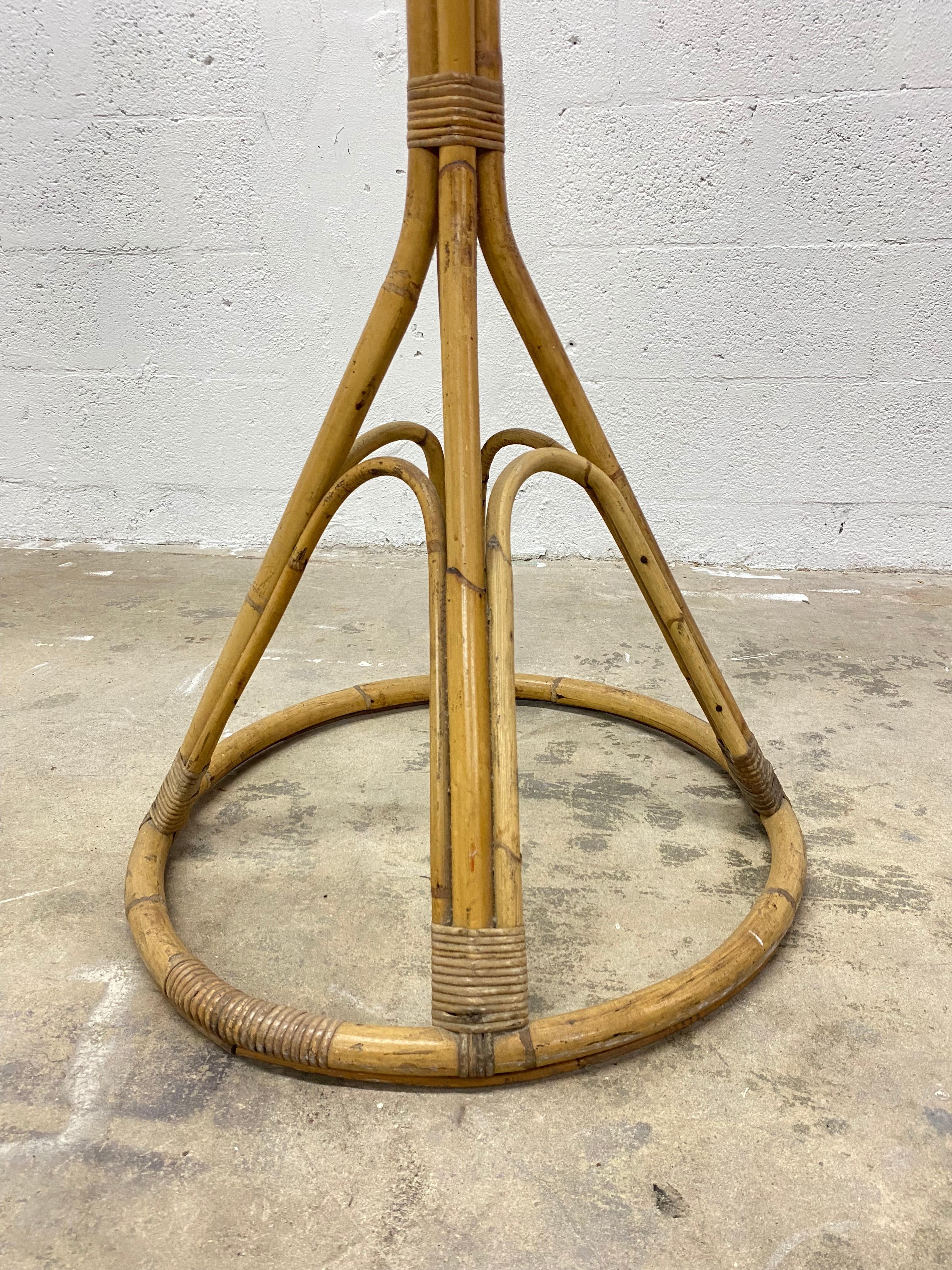 Unknown Natural Bamboo and Rattan Coat Rack in the Manner of Franco Albini, 1950s