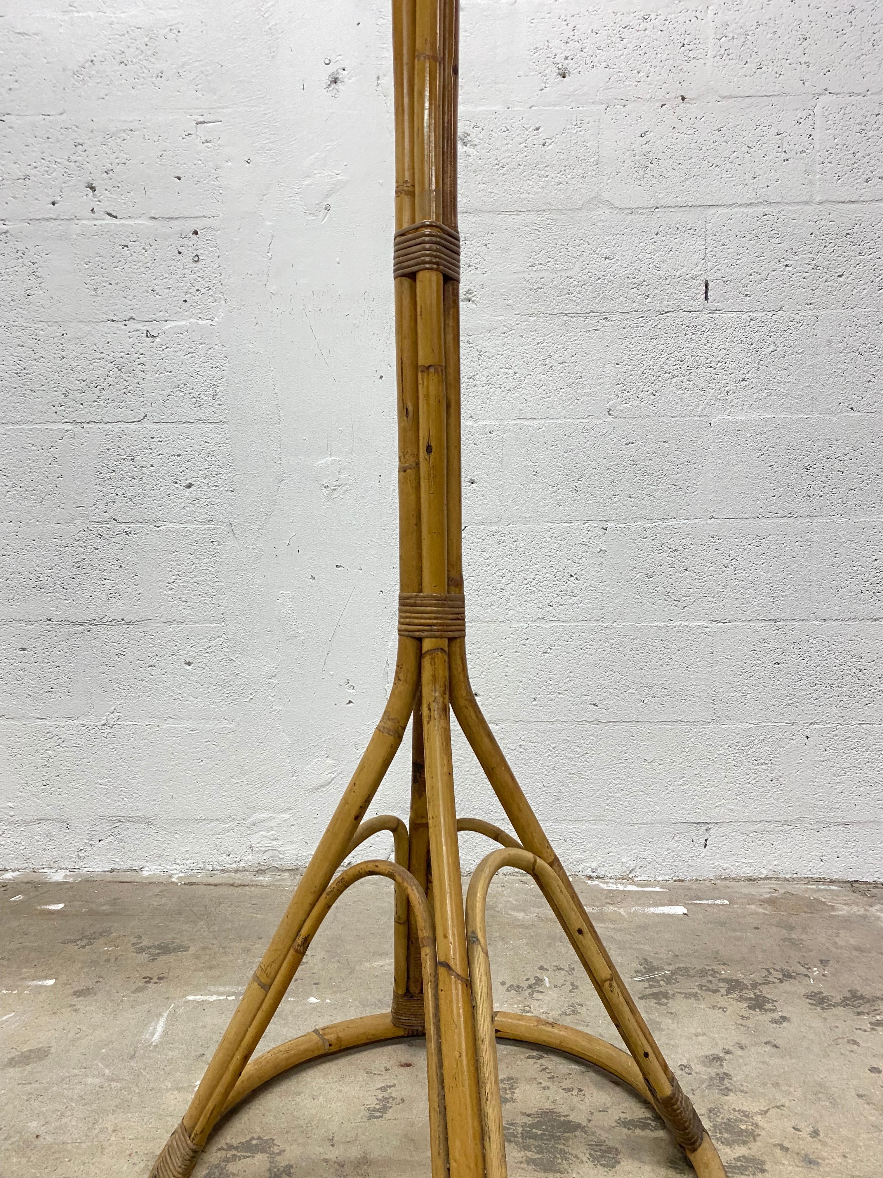 Natural Bamboo and Rattan Coat Rack in the Manner of Franco Albini, 1950s In Good Condition In Miami, FL