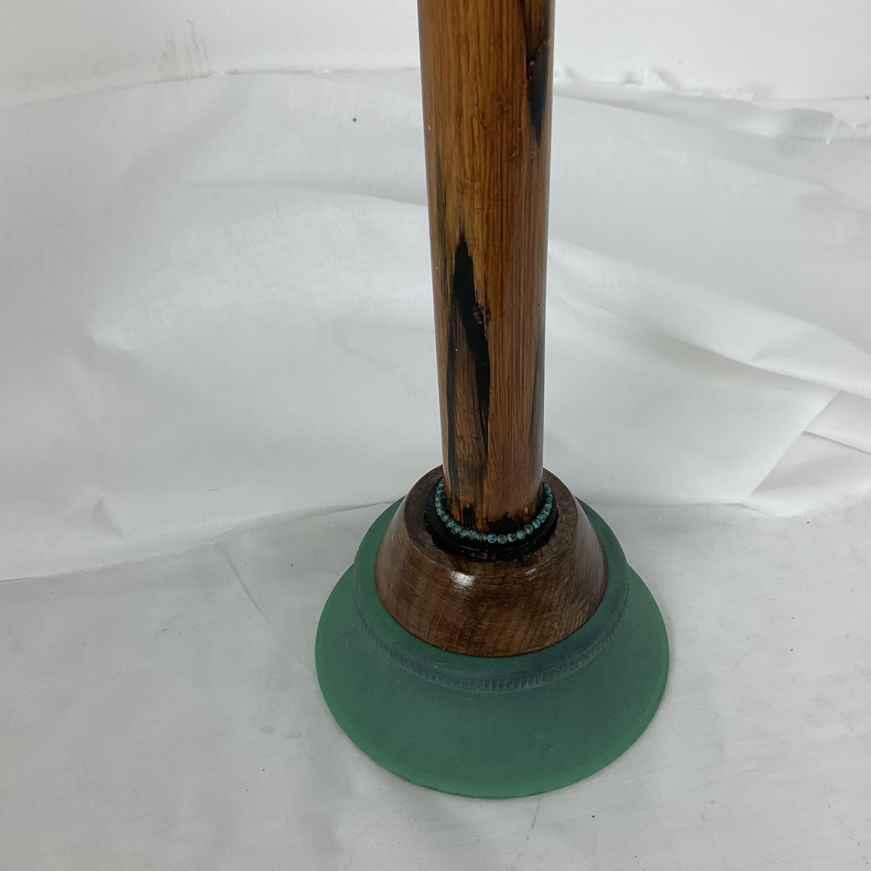 Natural Bamboo and Verde Metal Palm Lamps with Shades and Finials 3