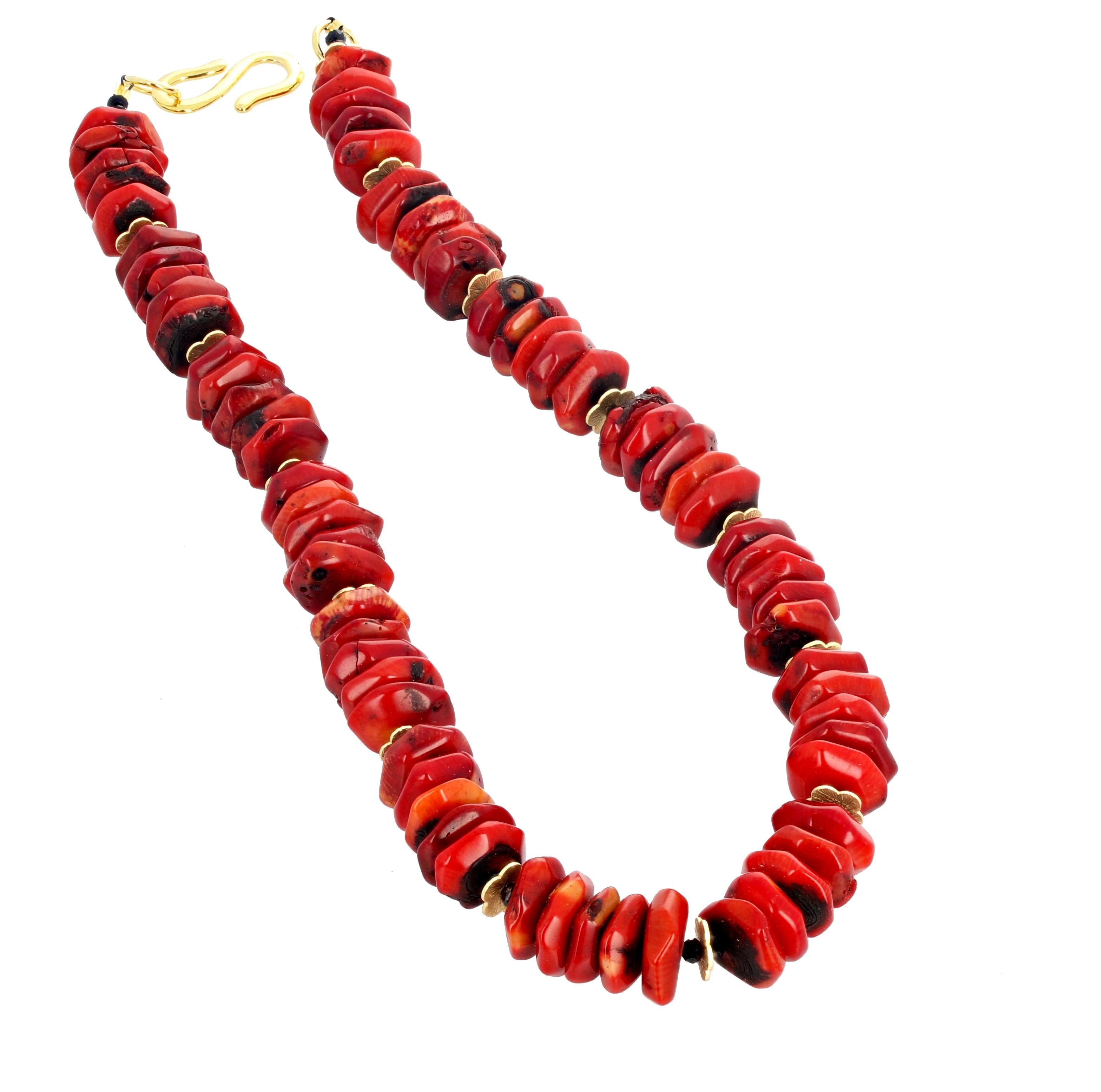 Mixed Cut AJD Elegant Natural Bamboo Coral and Black Spinel Necklace