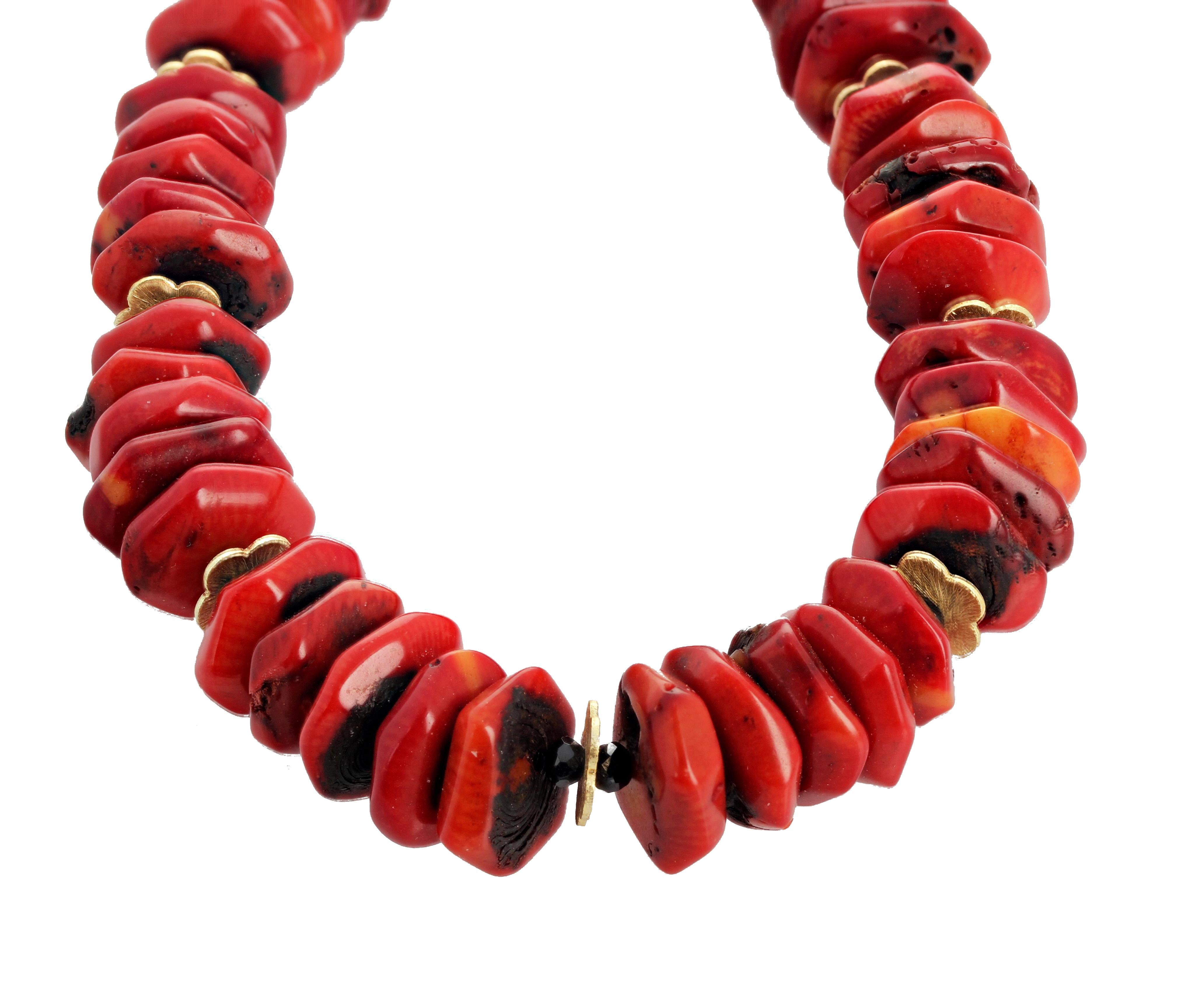 Women's AJD Elegant Natural Bamboo Coral and Black Spinel Necklace