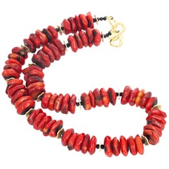 AJD, collier élégant en corail de bambou naturel et spinelle noire