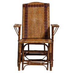Natural Bamboo Lounge Chair, Rattan Finish, 19th Century, France
