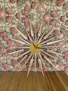 Orologio a stella in bambù naturale in stile metà secolo Hand Made